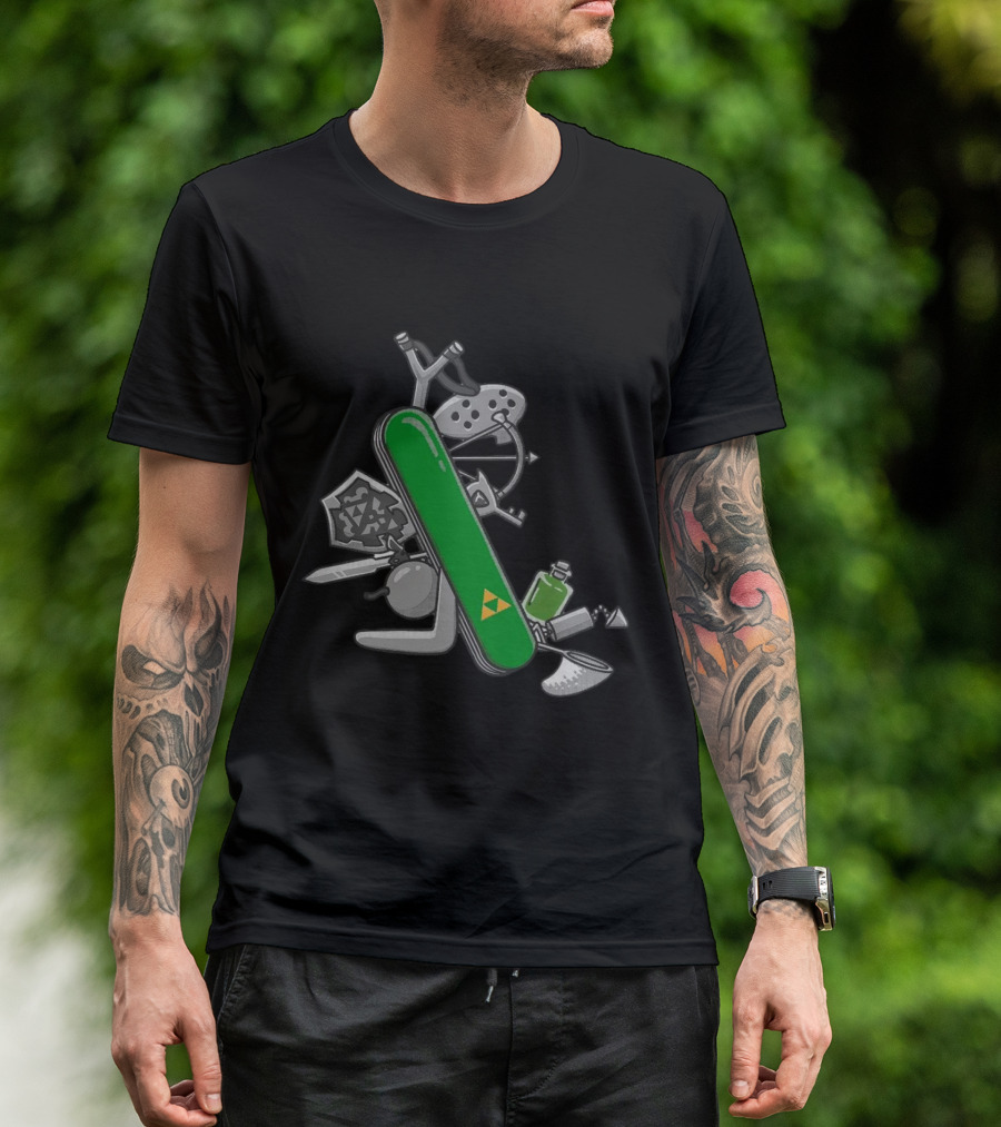 Hyrule Army Knife Multi-Tool Legend Of Zelda Iconic Symbols T-Shirt