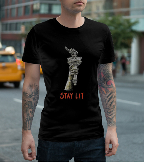 Say No To Autocracy And Fascism Stay Lit Torch Of Liberty T-Shirt