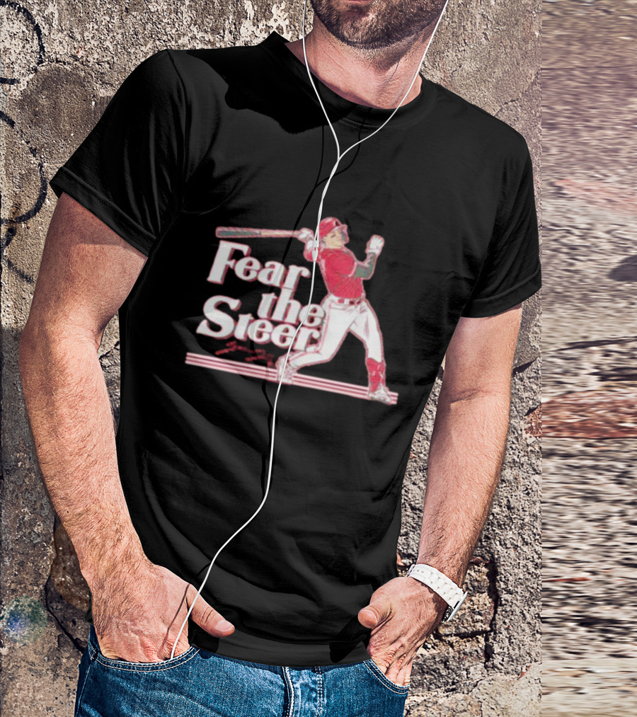 Spencer Steer Fear The Steer Signature Baseball Player T-Shirt