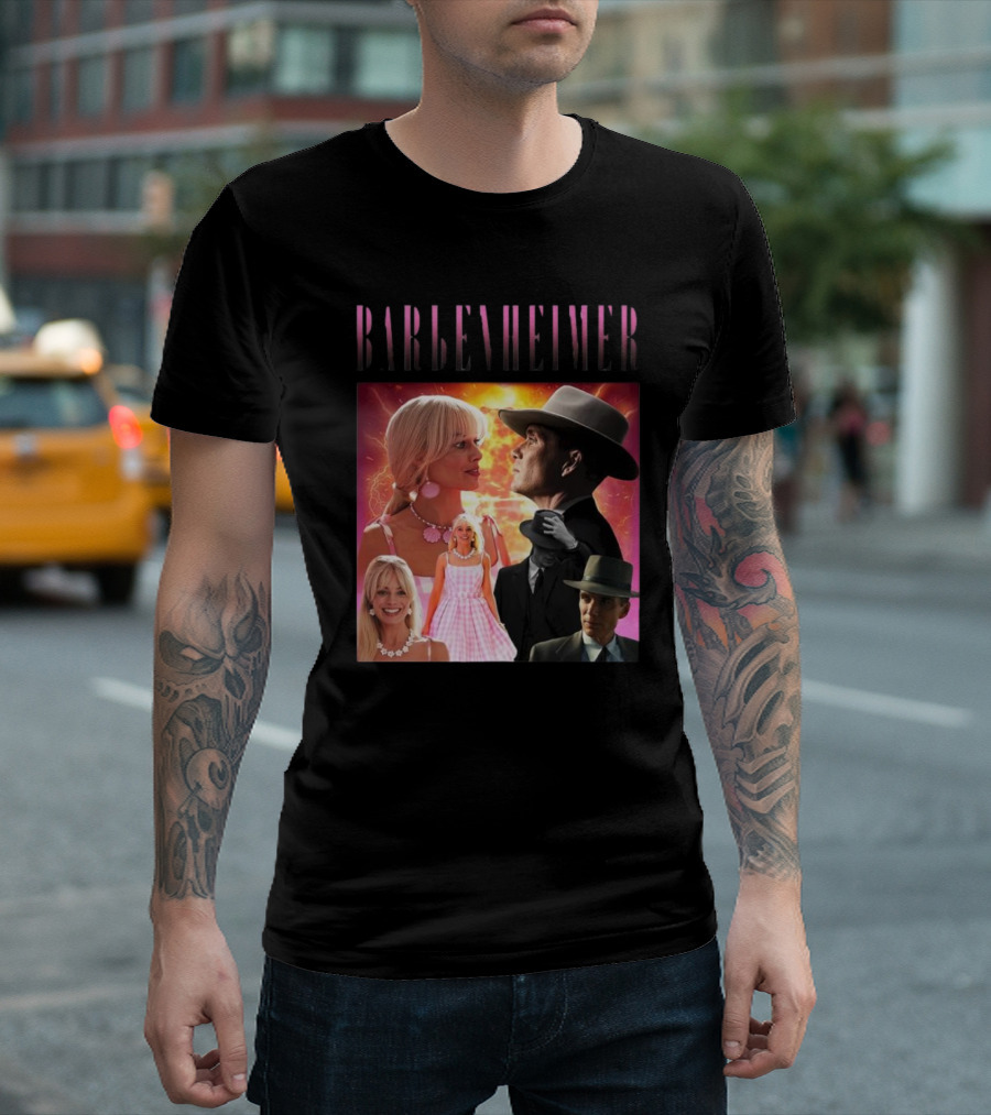 Barbenheimer Fusion of Characters with Retro Style Elements T-Shirt