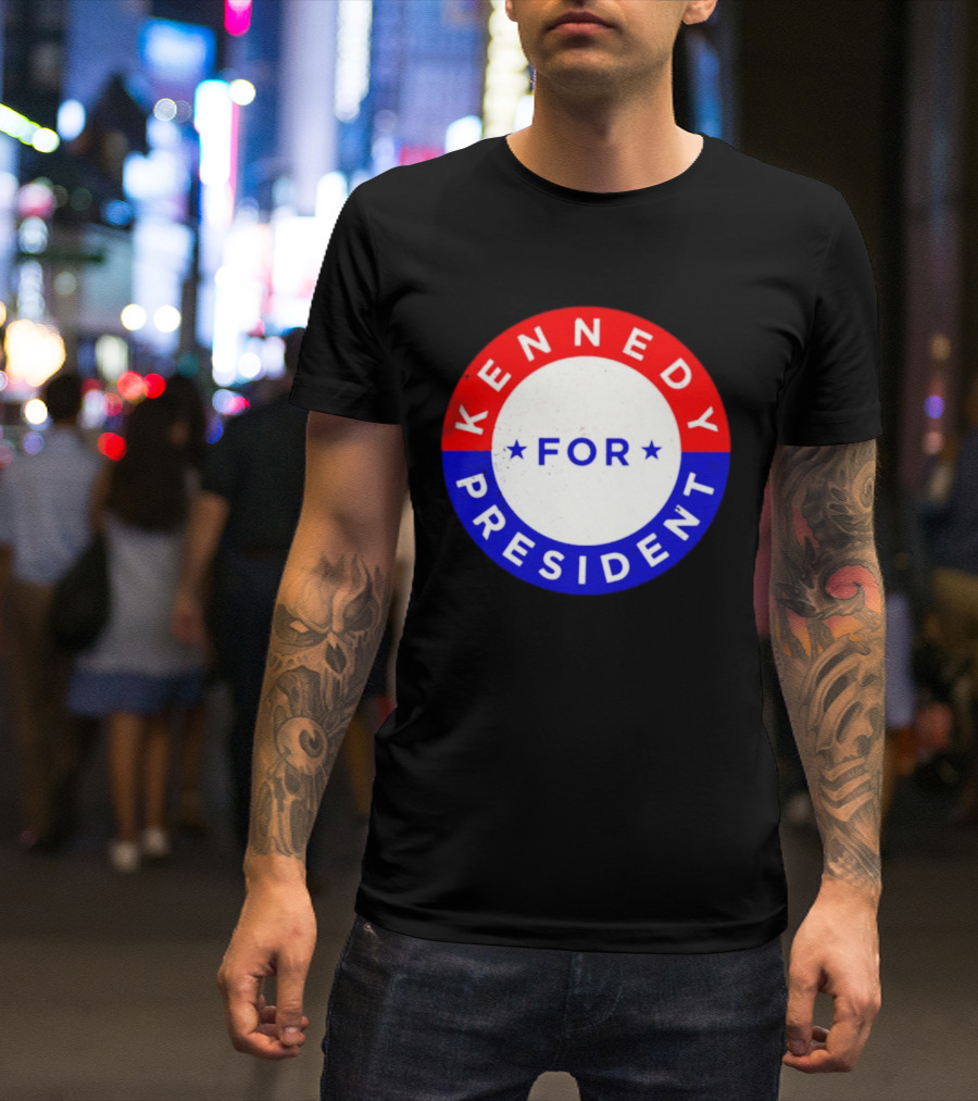 Kennedy For President 2024 Election Campaign Button Stars Red White Blue T-Shirt