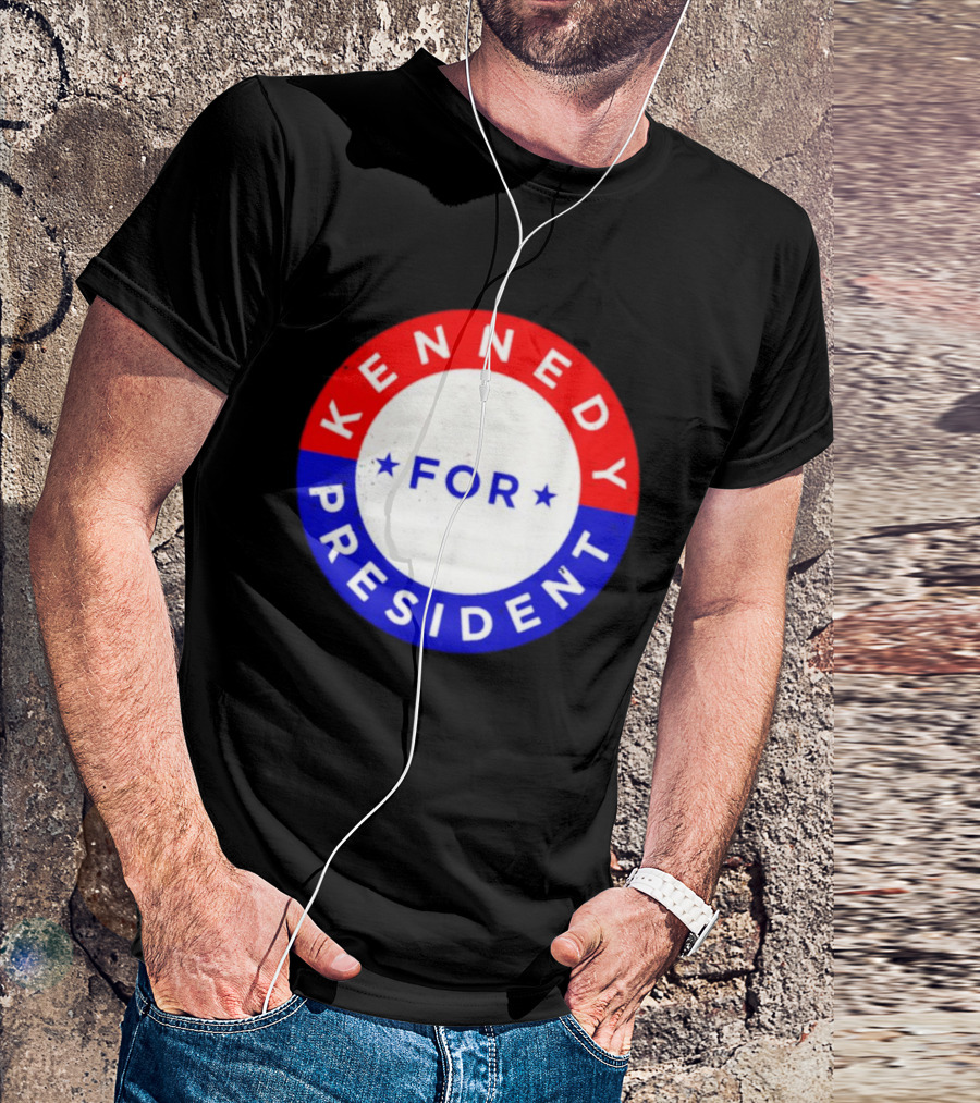 Kennedy For President 2024 Election Campaign Button Stars Red White Blue T-Shirt