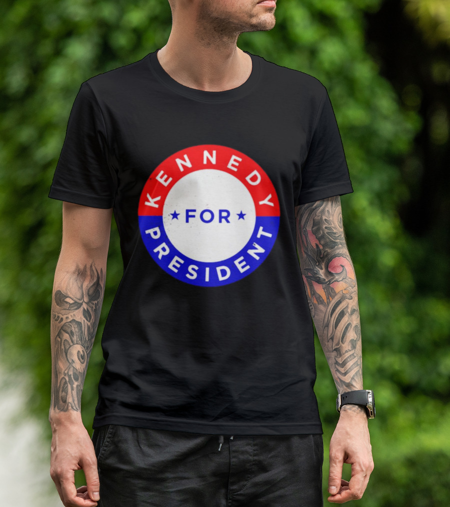 Kennedy For President 2024 Election Campaign Button Stars Red White Blue T-Shirt