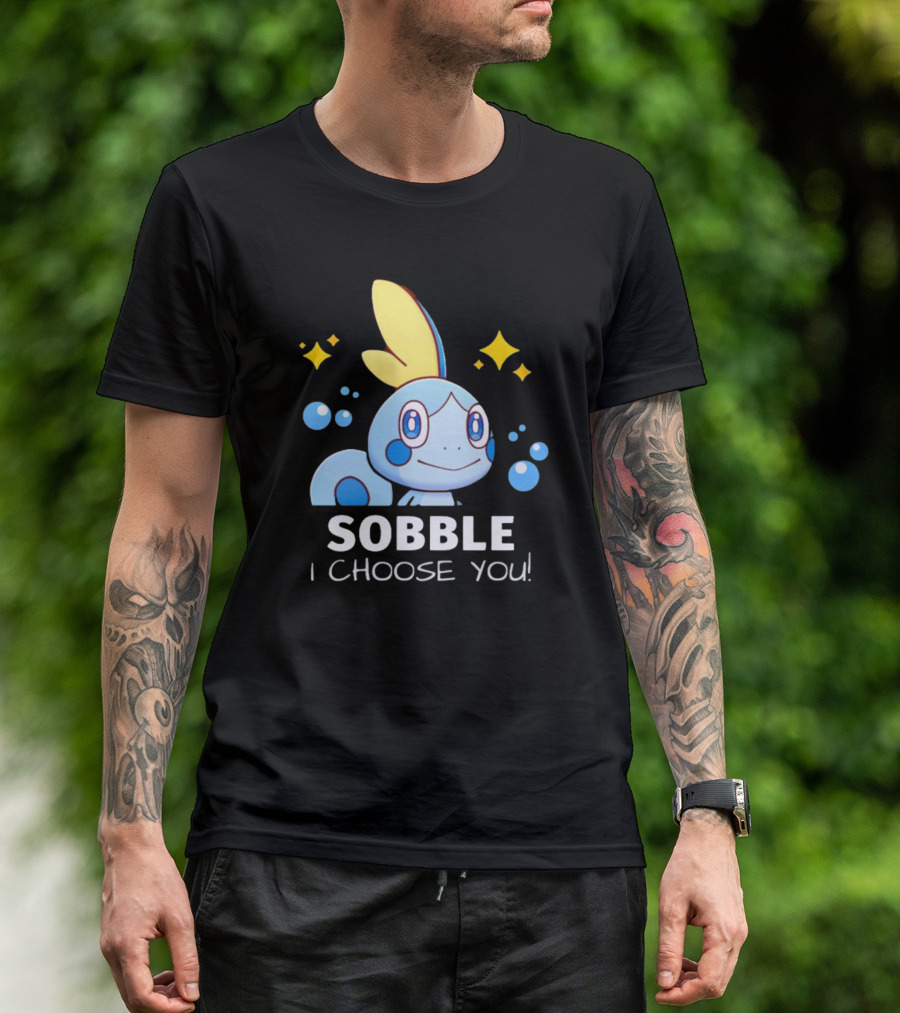 Sobble I Choose You Pokémon Character Art Sparkles And Bubbles T-Shirt