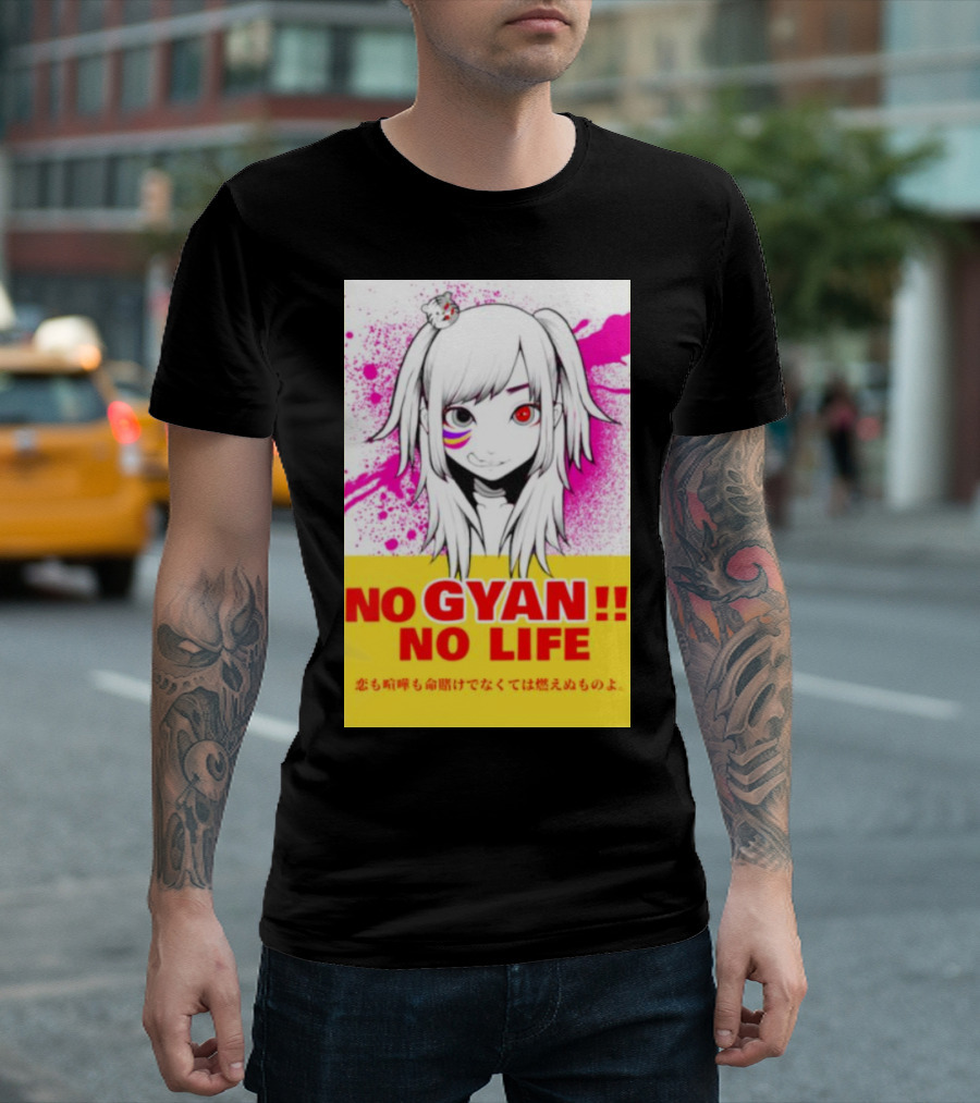 No Gyan No Life Manga Art with Cute Girl and Splatter Background T-Shirt