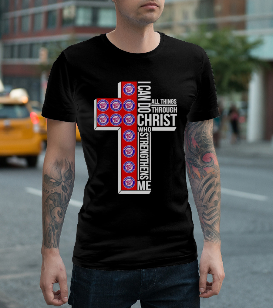 Washington Nationals I Can Do All Things Through Christ Who Strengthens Me Cross T-Shirt