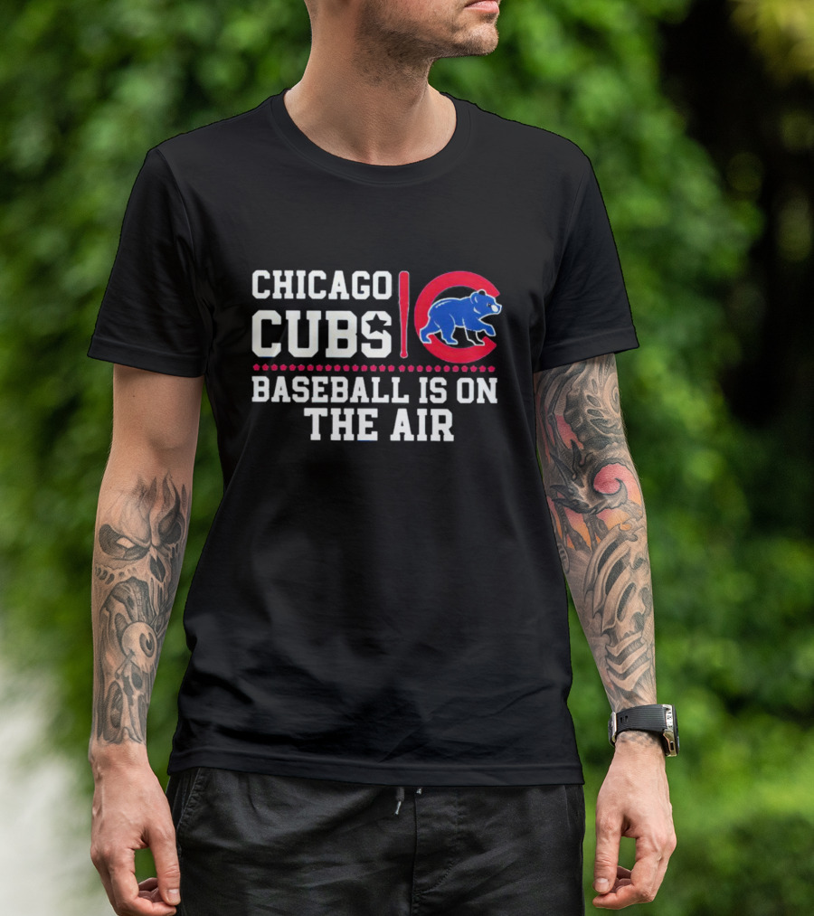 Chicago Cubs Baseball Is On The Air Blue Bear Emblem T-Shirt