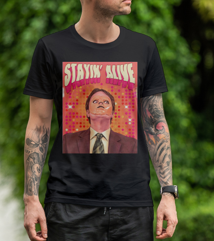 Stayin' Alive Dwight Schrute Retro Disco T-Shirt