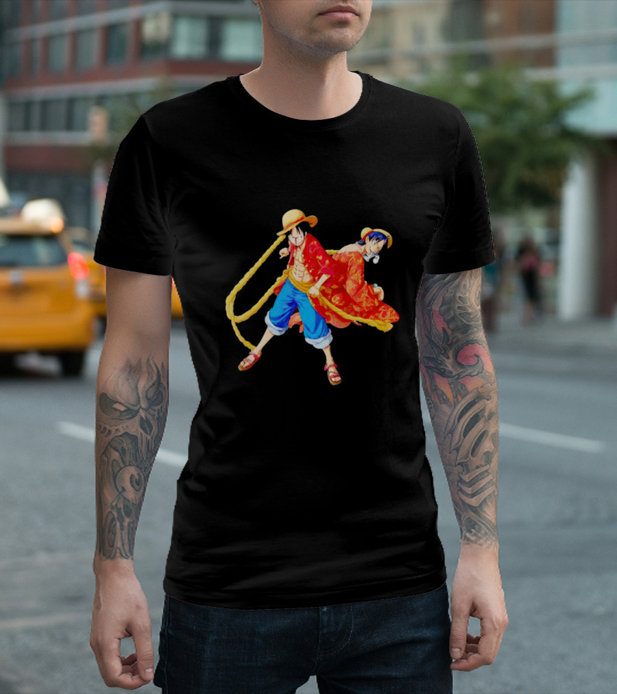 Monkey D. Luffy and Portgas D. Ace One Piece Straw Hat Pirates Animated Characters T-Shirt