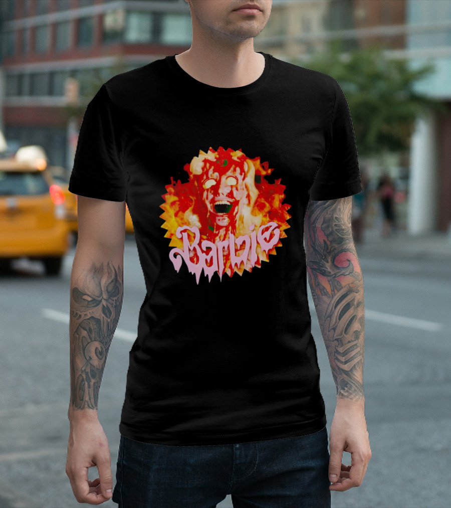 Barbenheimer Barbie Horror Flames T-Shirt
