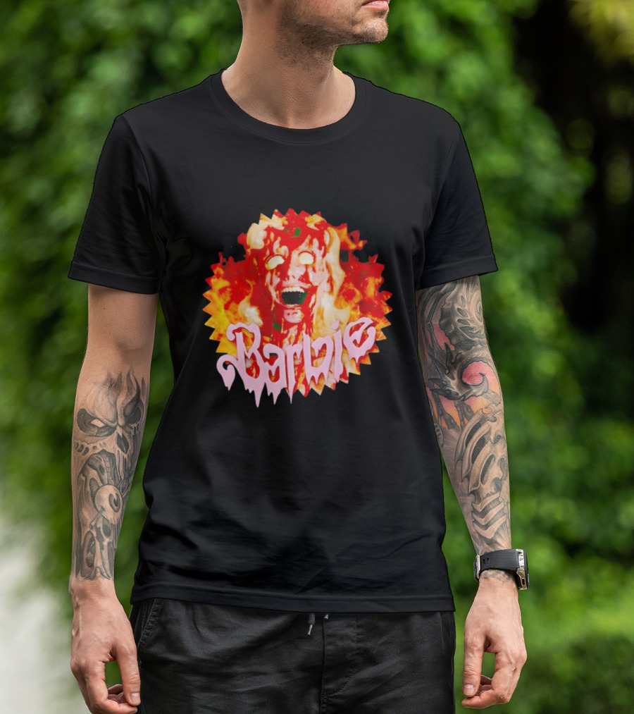 Barbenheimer Barbie Horror Flames T-Shirt