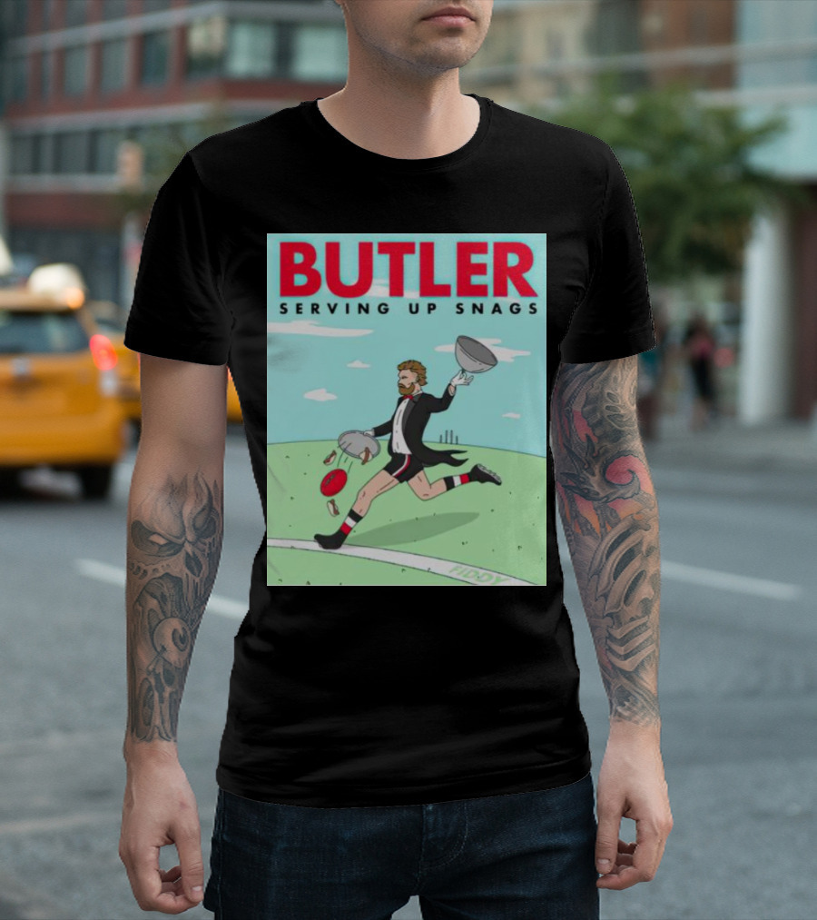 BUTLER SERVING UP SNAGS AFL FOOTBALL TUXEDO T-Shirt