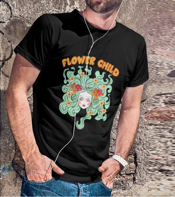 Flower Child Feminist Groovy Floral Goddess Hair T-Shirt
