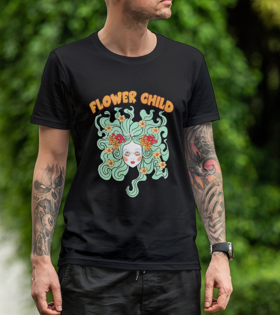 Flower Child Feminist Groovy Floral Goddess Hair T-Shirt