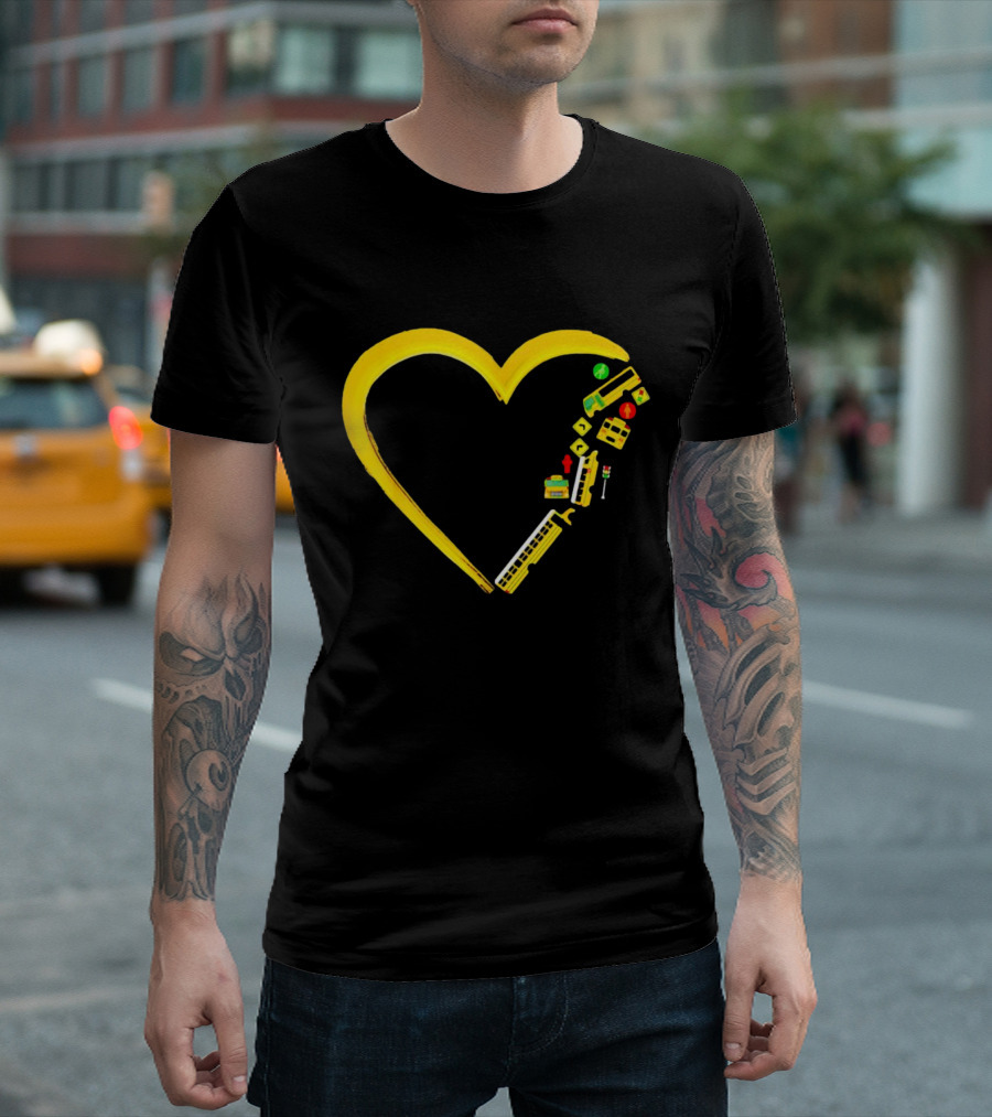 School Bus Driver Heart Traffic Sign and School Crossing T-Shirt