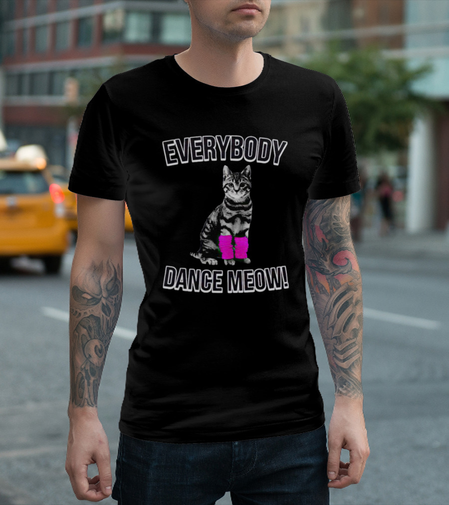 Everybody Dance Meow Cat with Pink Leg Warmers T-Shirt
