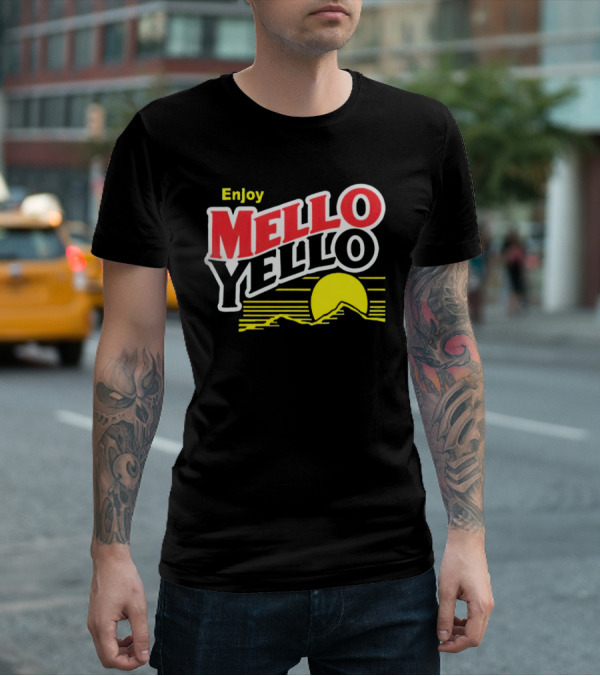 Enjoy Mello Yello Retro Style With Sunset And Mountain T-Shirt