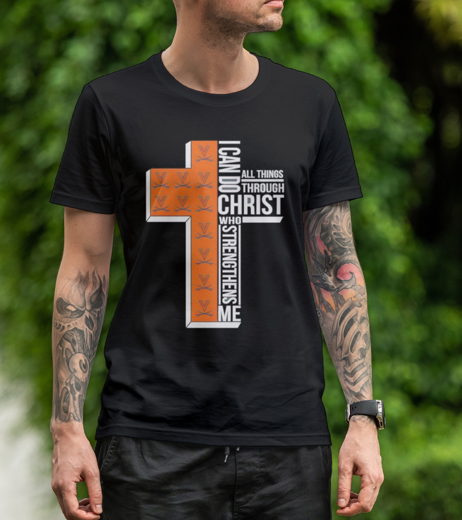 Men’s Virginia Cavaliers Christian Faith I Can Do All Things Through Christ Cross T-Shirt