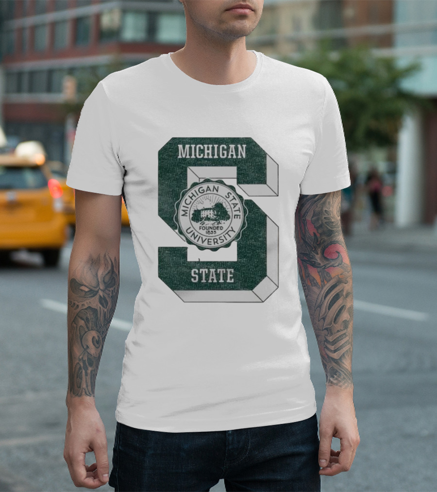Michigan State University Vintage Seal Large S Emblem T-Shirt