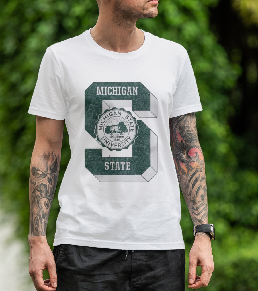 Michigan State University Vintage Seal Large S Emblem T-Shirt