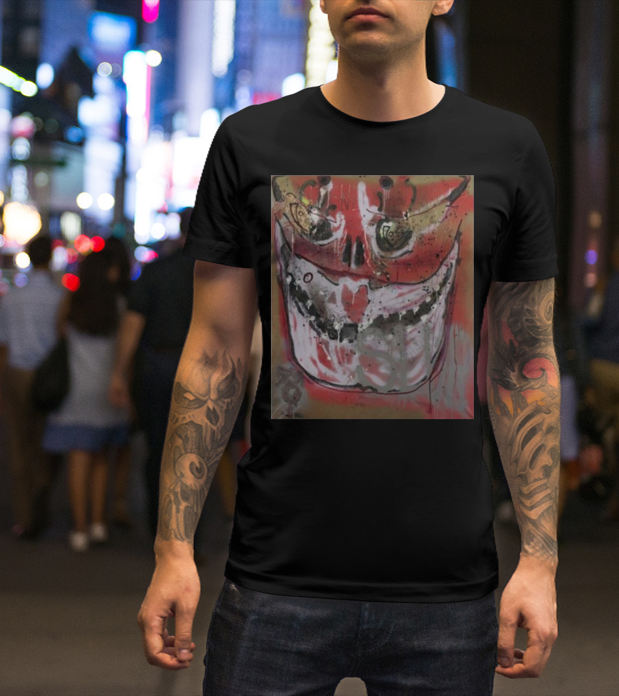 Arca1000000 ^3 Ss Grinning Skull Artwork With Splattered Colors T-Shirt