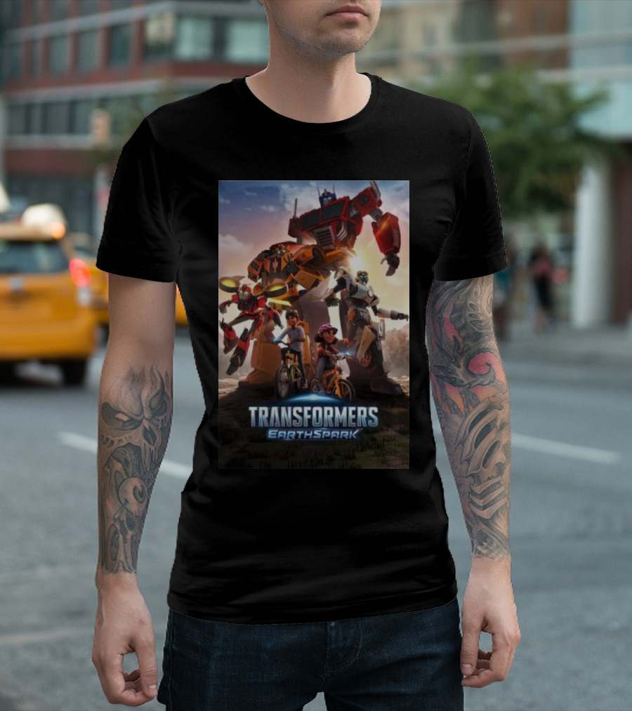 Transformers Earthspark Optimus Prime and Friends Adventure Scene T-Shirt