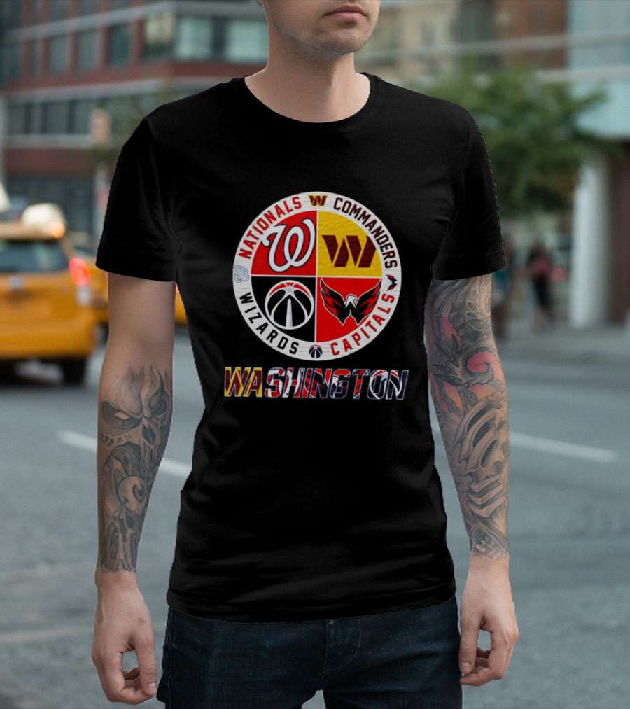 Washington Nationals Commanders Wizards Capitals Sports Team T-Shirt