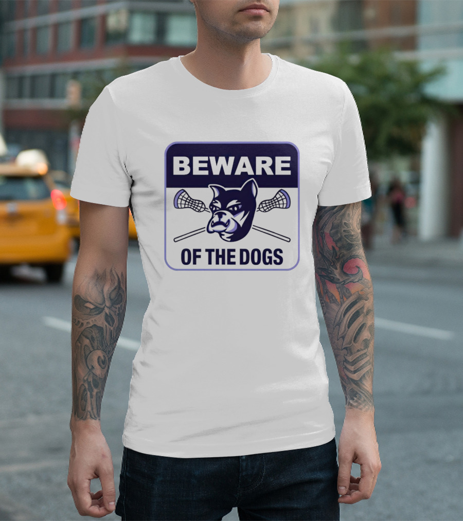 Waterdogs Lacrosse Club Beware of the Dogs Iconic Logo with Lacrosse Sticks T-Shirt