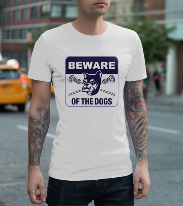 Waterdogs Lacrosse Club Beware Of The Dogs Iconic Logo With Lacrosse Sticks T-Shirt