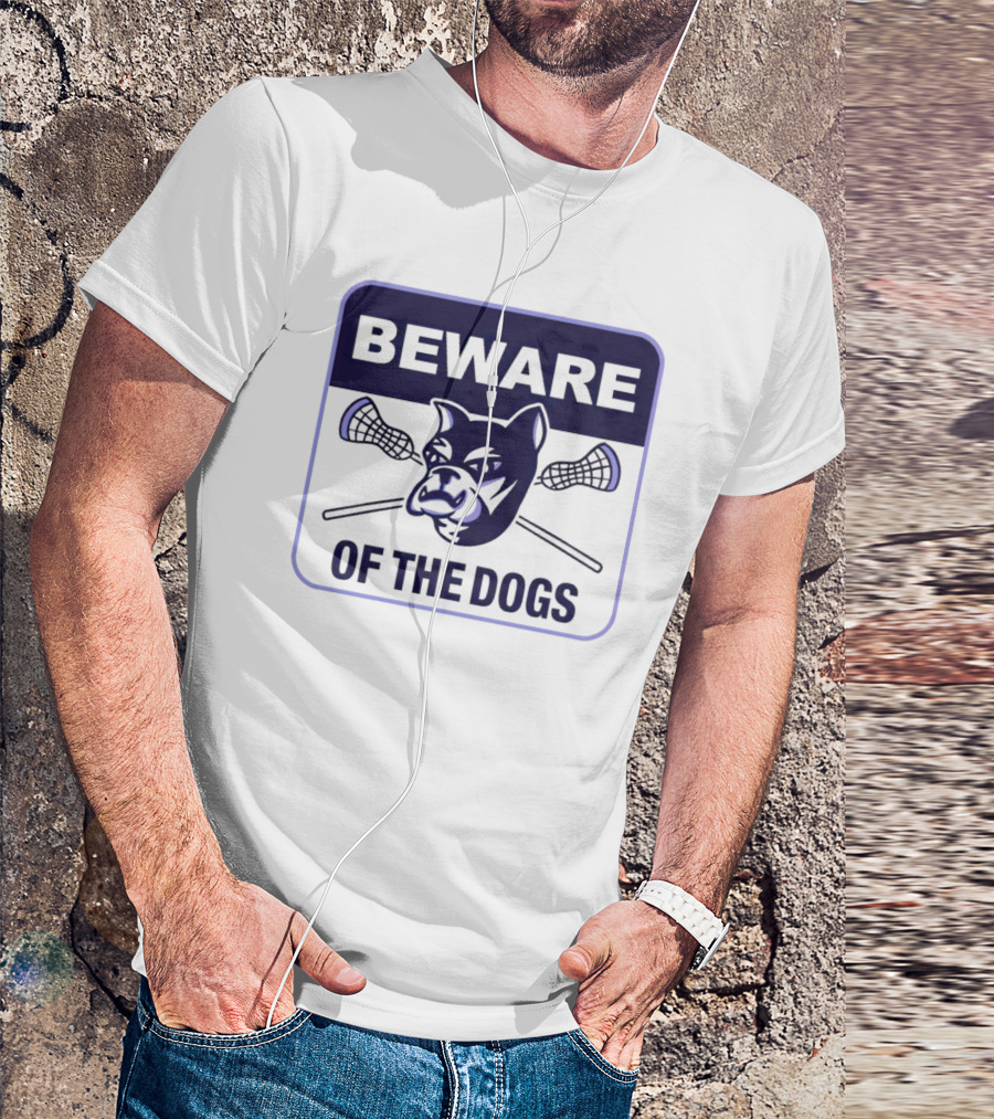 Waterdogs Lacrosse Club Beware Of The Dogs Iconic Logo With Lacrosse Sticks T-Shirt