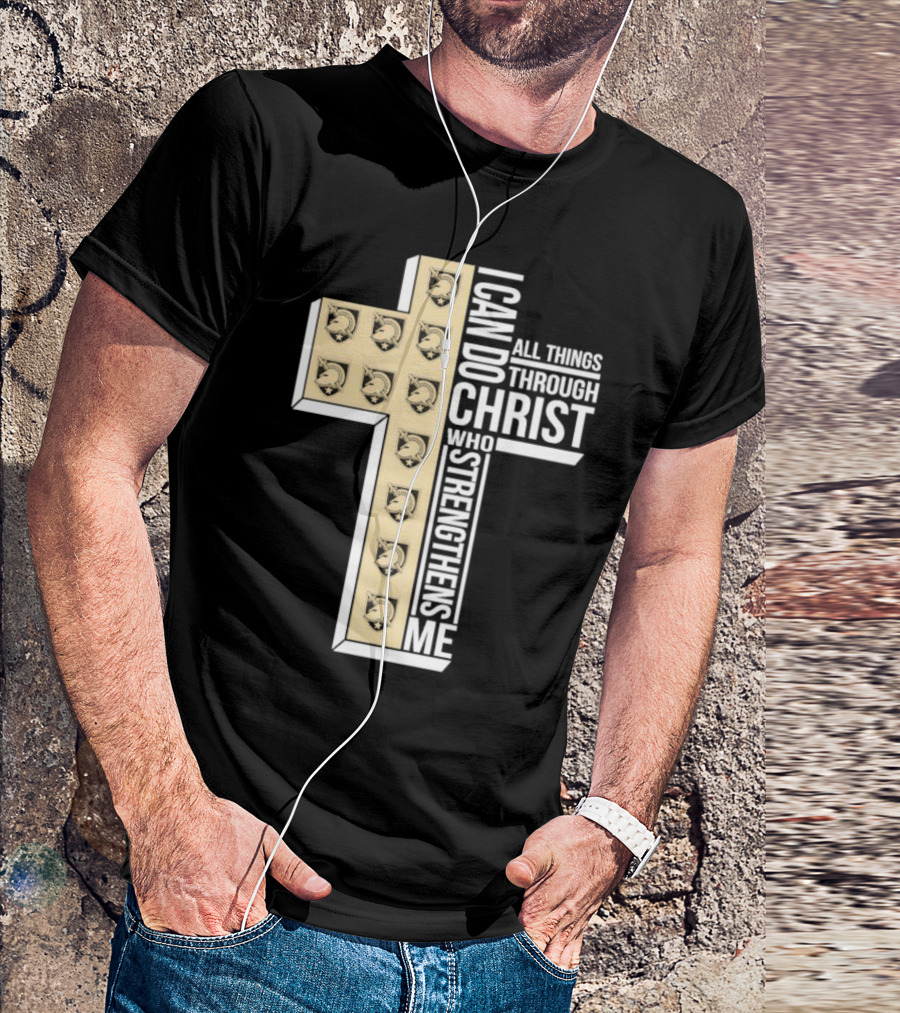 Black Knights I Can Do All Things Through Christ Who Strengthens Me Cross T-Shirt