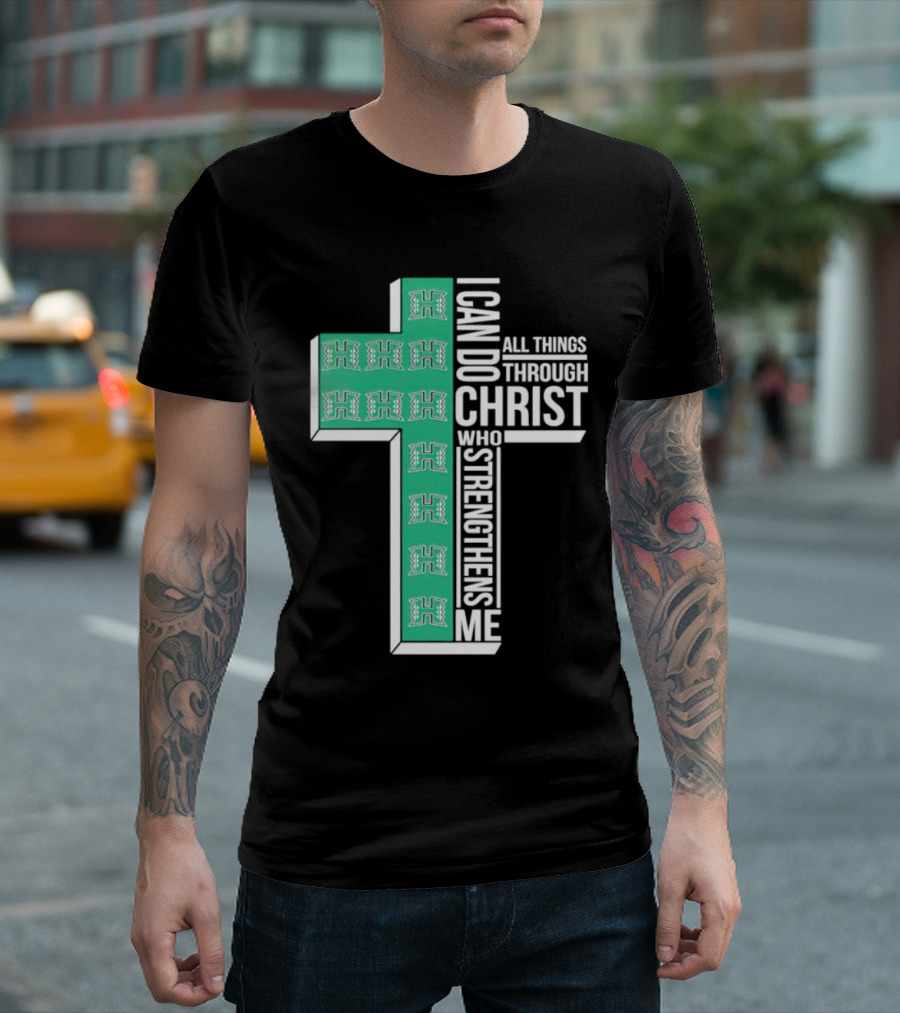 Hawaii Rainbow Warriors ‘I Can Do All Things Through Christ Who Strengthens Me’ Cross T-Shirt