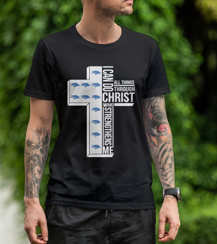 Nevada Wolf Pack I Can Do All Things Through Christ Who Strengthens Me Cross T-Shirt