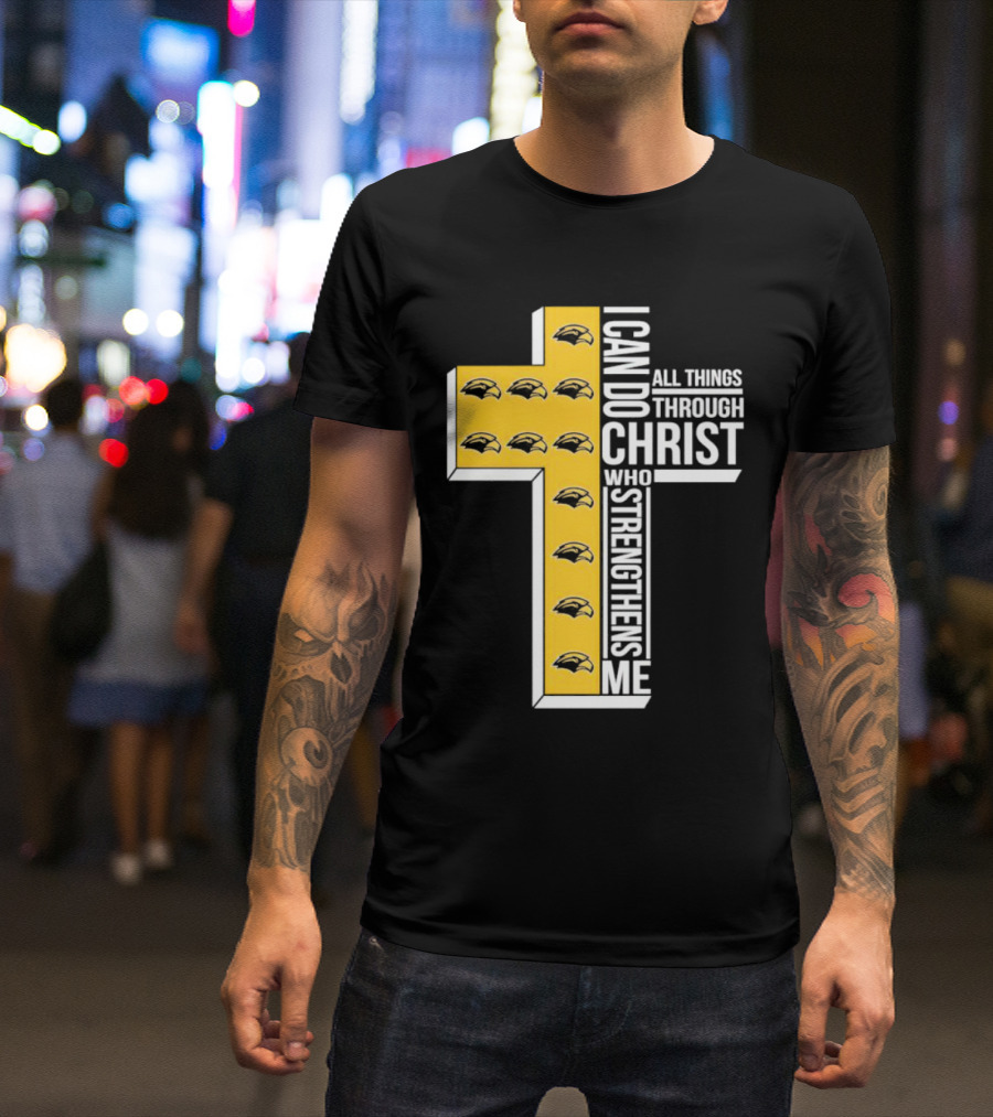 Southern Miss Golden Eagles I Can Do All Things Through Christ Who Strengthens Me Cross T-Shirt