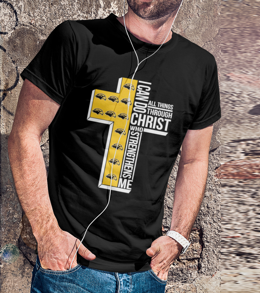 Southern Miss Golden Eagles I Can Do All Things Through Christ Who Strengthens Me Cross T-Shirt