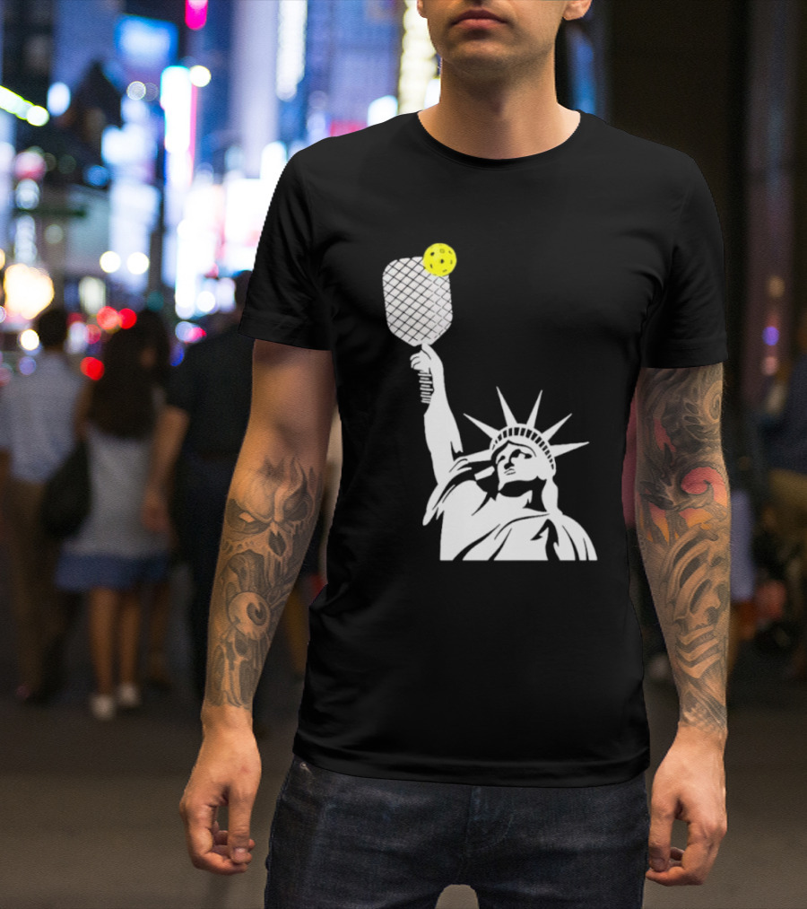 Statue Of Liberty With Pickleball Paddle And Ball T-Shirt