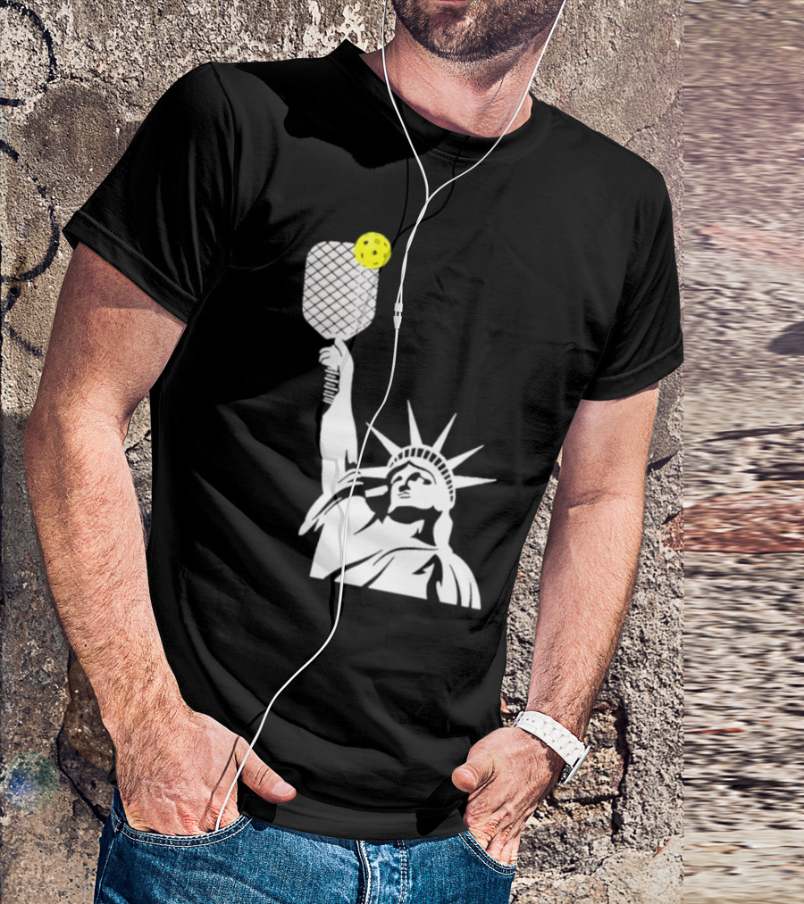 Statue Of Liberty With Pickleball Paddle And Ball T-Shirt