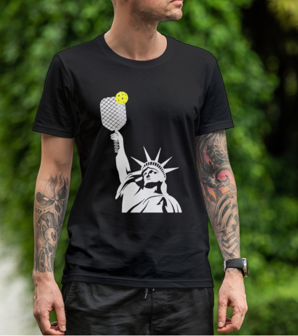 Statue Of Liberty With Pickleball Paddle And Ball T-Shirt