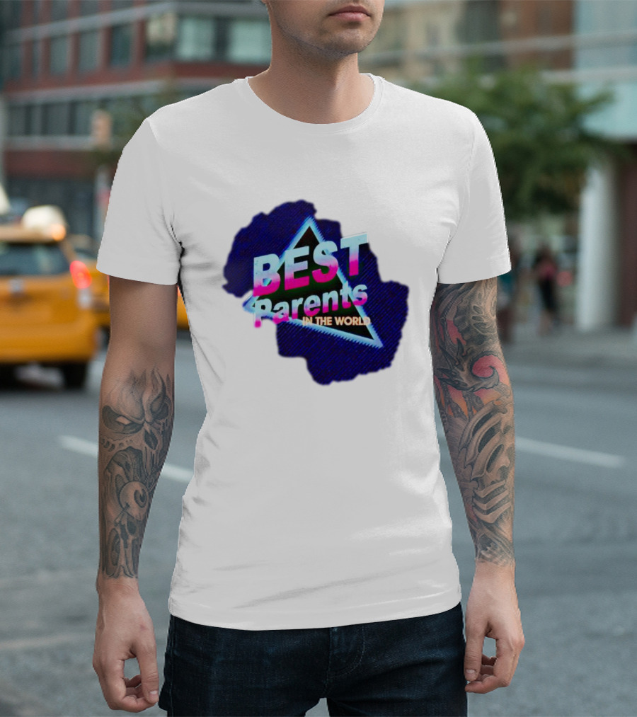 BEST Parents IN THE WORLD Retro Neon Triangle T-Shirt