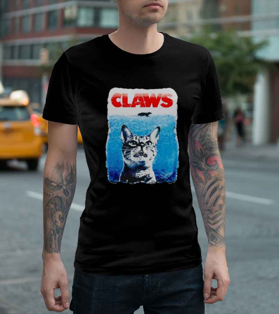 Claws Parody Cat with Fish Underwater T-Shirt