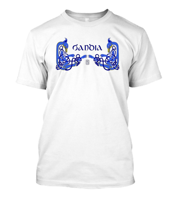 Oandia Celtic Symbolic Blue Canine Myth Figures T-Shirt