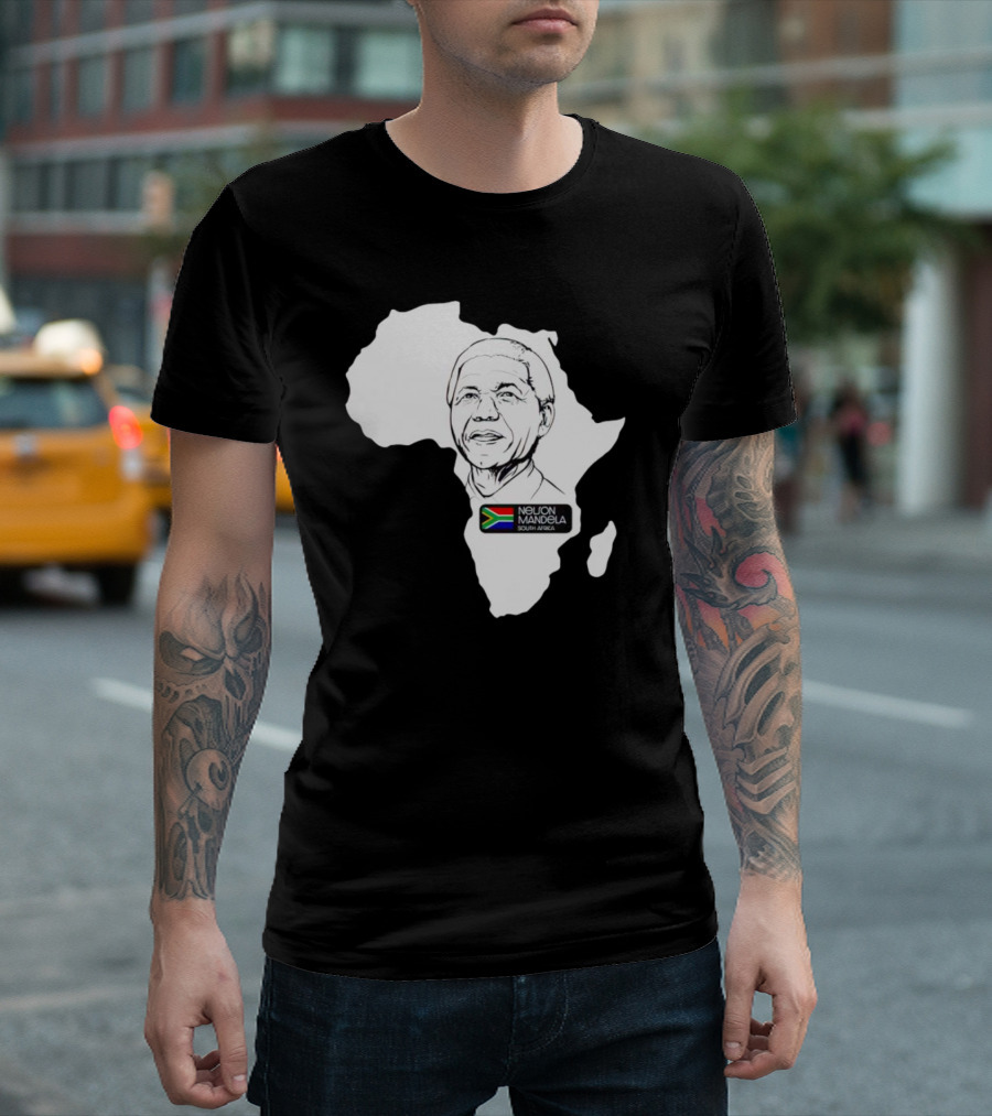 Nelson Mandela South Africa Flag Map T-Shirt