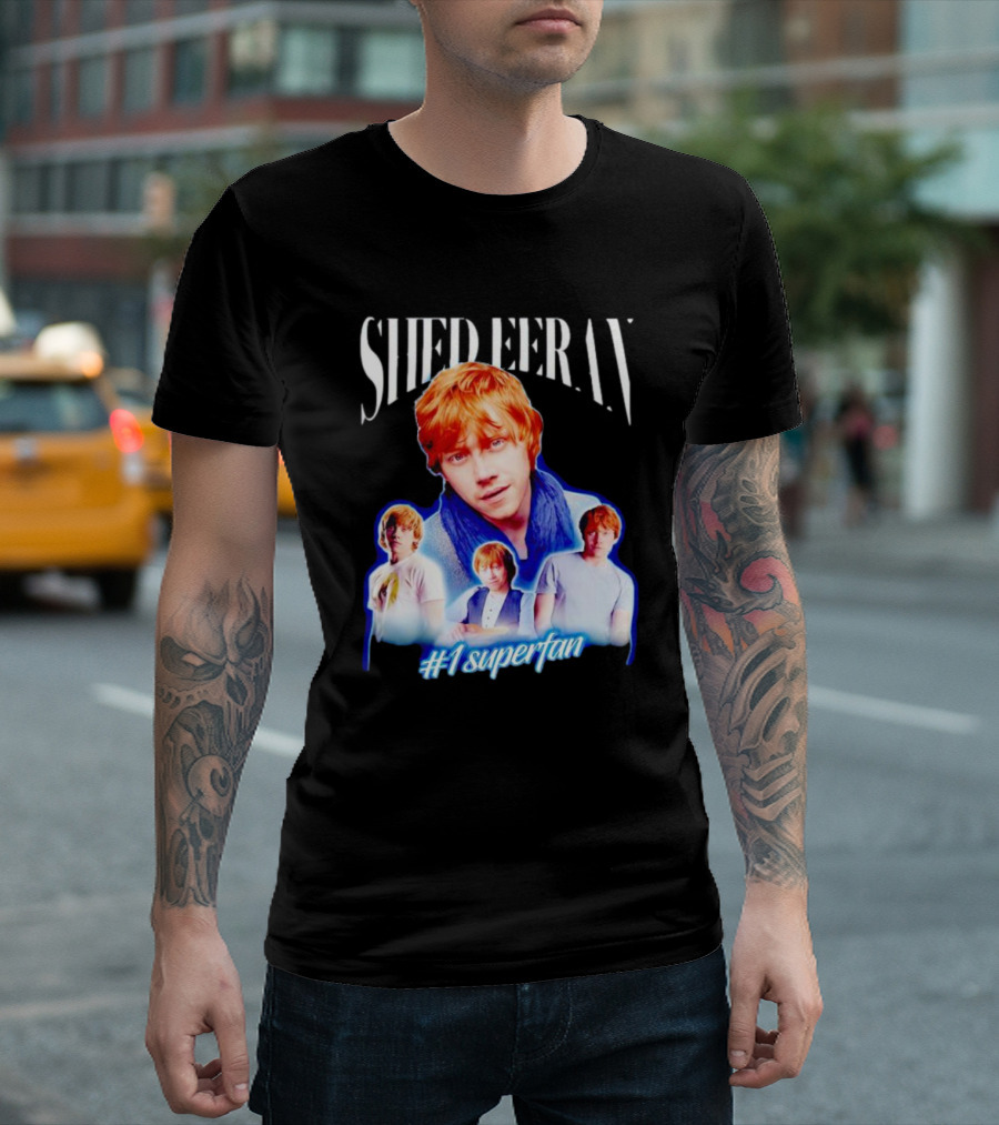 Shed Eeran #1 Superfan Collage Multiple Redhead Portraits T-Shirt