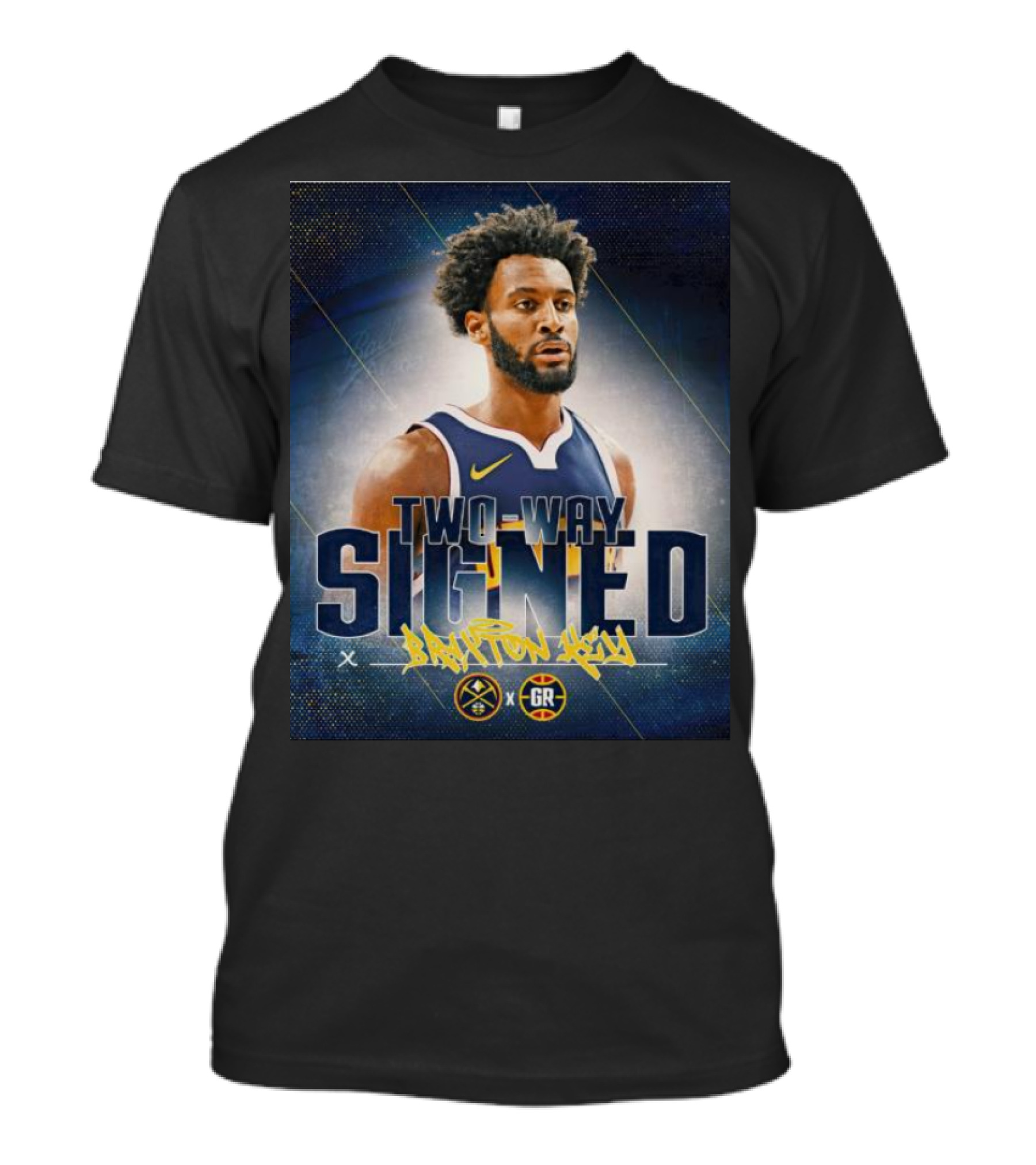 Braxton Key Two-Way Signed Denver Nuggets Grand Rapids Gold T-Shirt