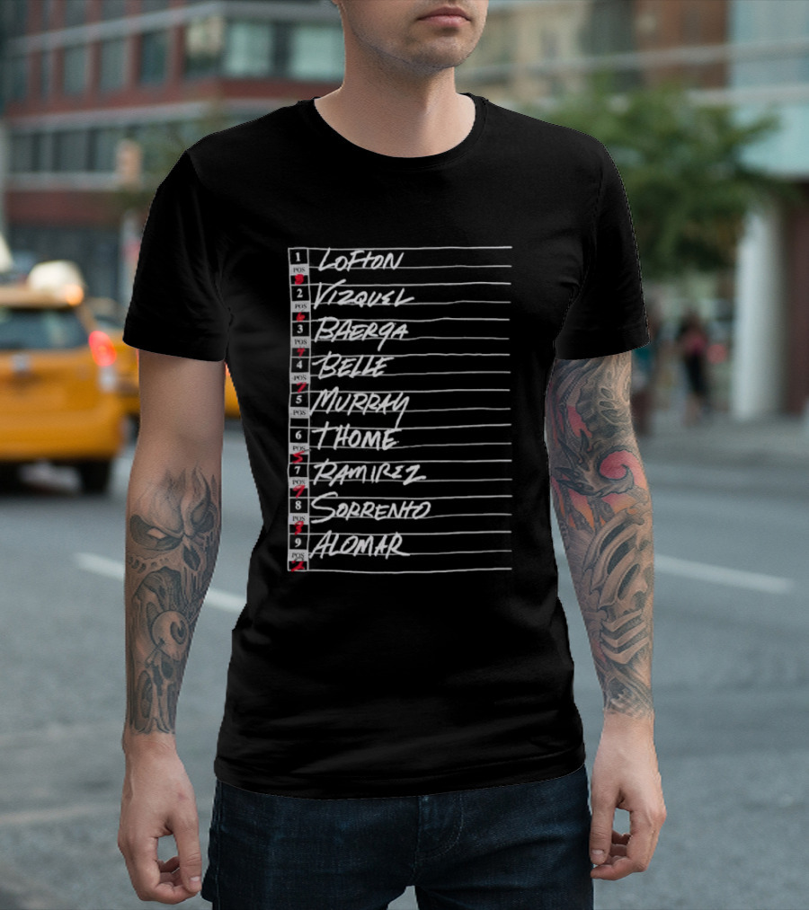 Cleveland Summer of ’95 Lineup Lofton Vizquel Baerga Belle Murray Thome Ramirez Sorrento Alomar T-Shirt