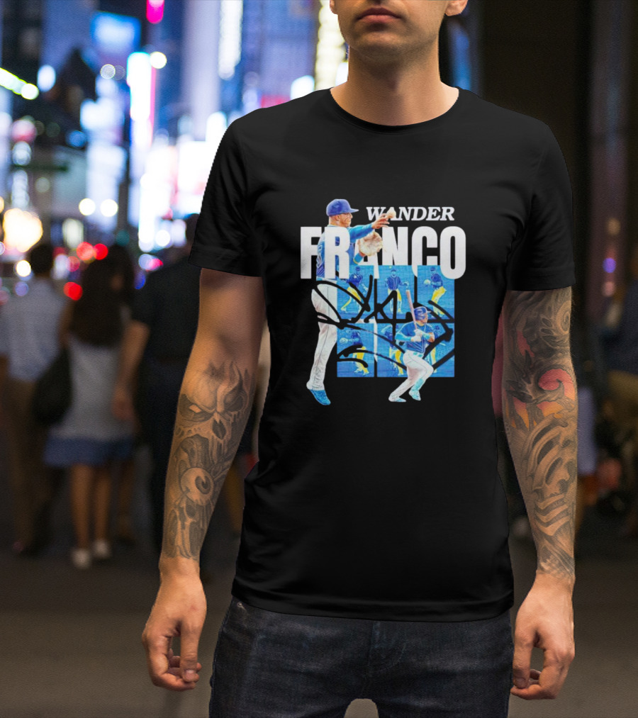 Wander Franco Baseball Dynamic Action And Signature T-Shirt