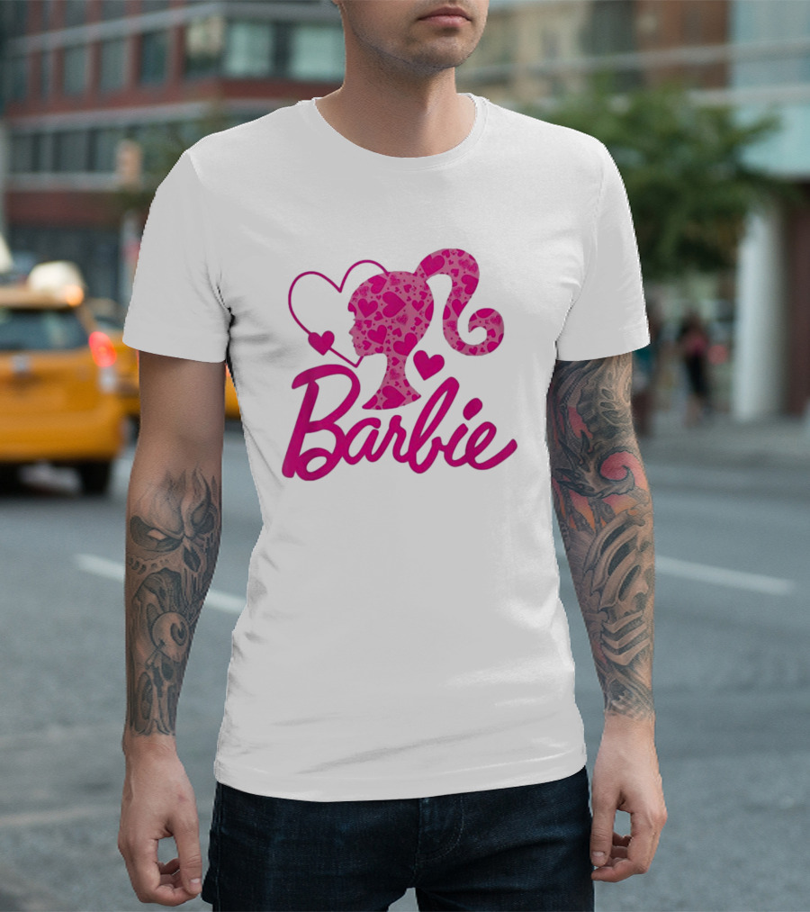 Barbie Heart Silhouette Pink T-Shirt