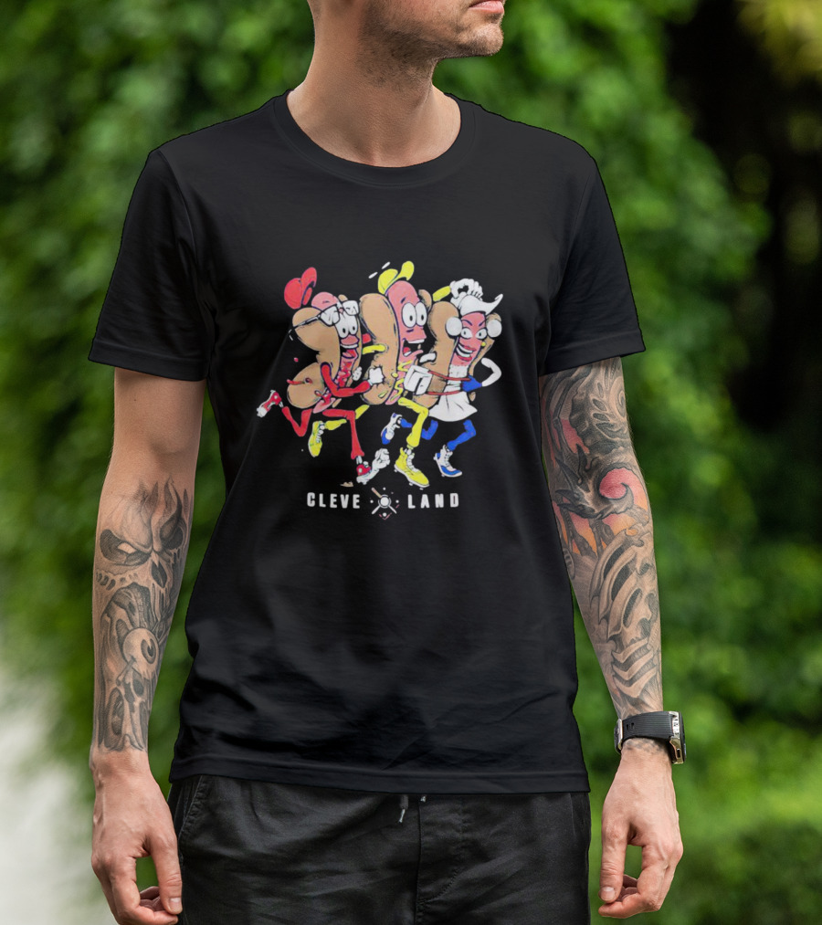 Cleveland Mustard Hot Dog Racing Trio Fun T-Shirt