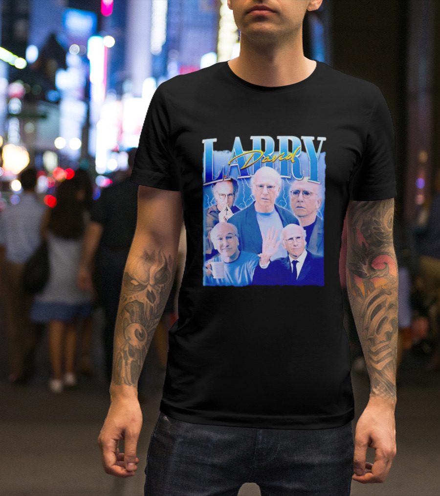 Larry David Collage Blue Lightning T-Shirt