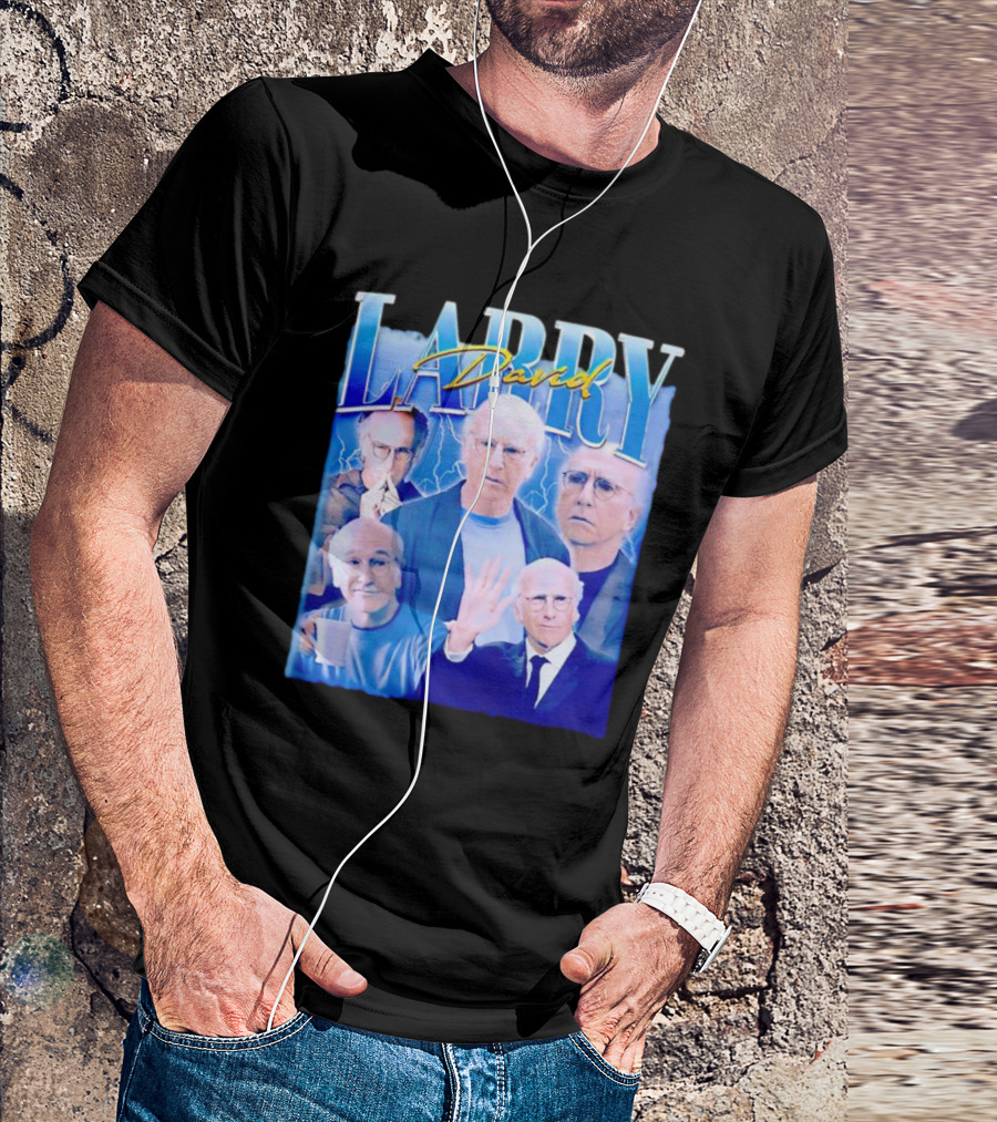 Larry David Collage Blue Lightning T-Shirt